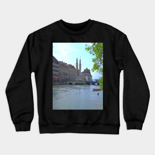 😁Switzerland River Lake Front Photography😁 Crewneck Sweatshirt by Aventi